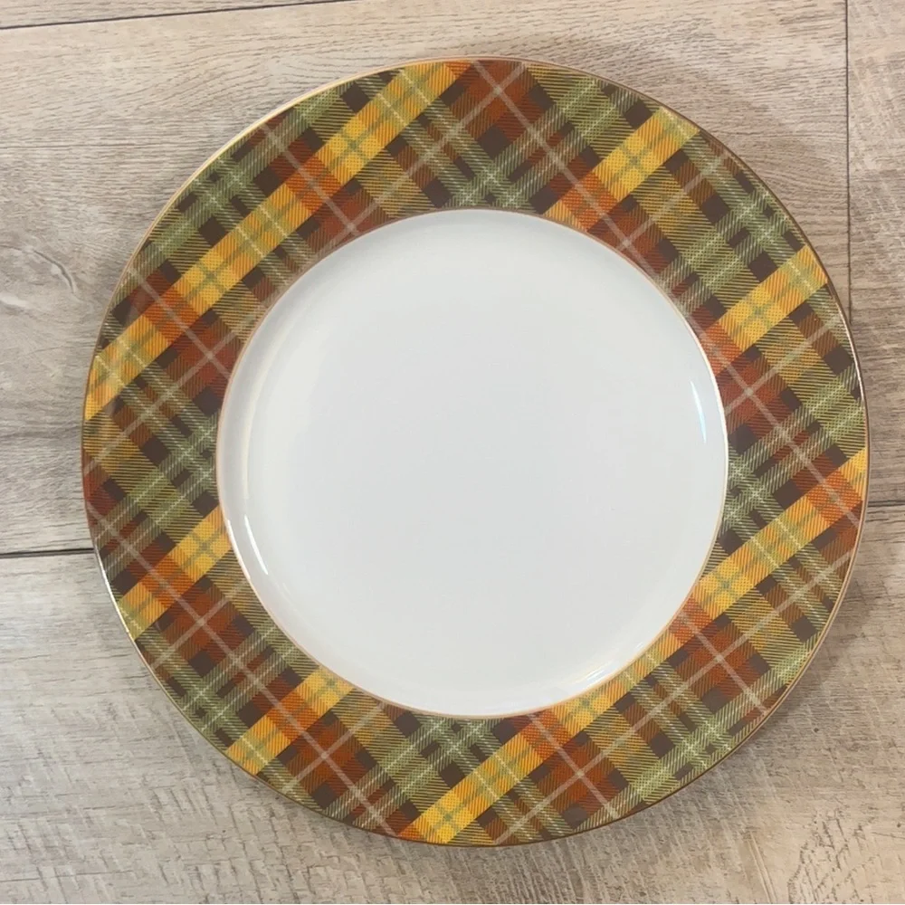 Pier 1 Imports Harvest Plaid Set of 4 Dinner Plates